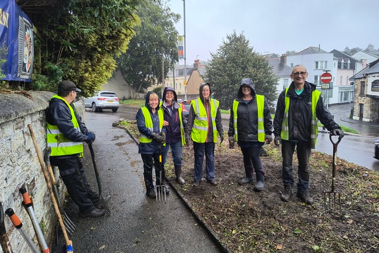 The Bodmin BlueTiTs group after completing their work at the flower bed on Dennison Road (Picture: Bodmin BlueTiTs)