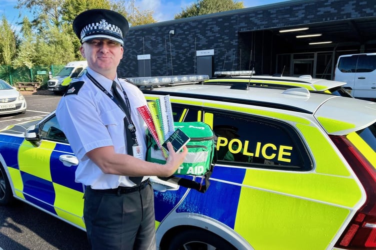 Superintendent Robert Youngman pictured with a Naloxone kit. (Picture: Devon and Cornwall Police)