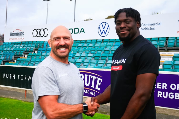 New signing Tomiwa Agbongbon with joint head coach Alan Paver. Picture: Brian Tempest