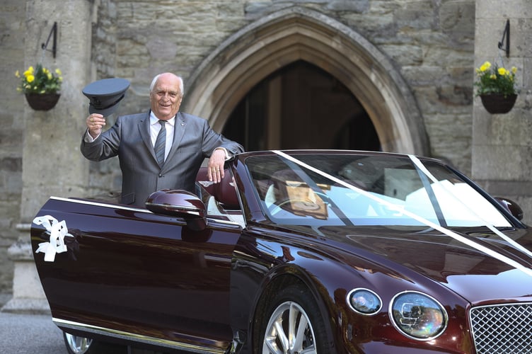 Truro National Lottery millionaire Peter Congden with his Bentley Continental at Alverton Manor