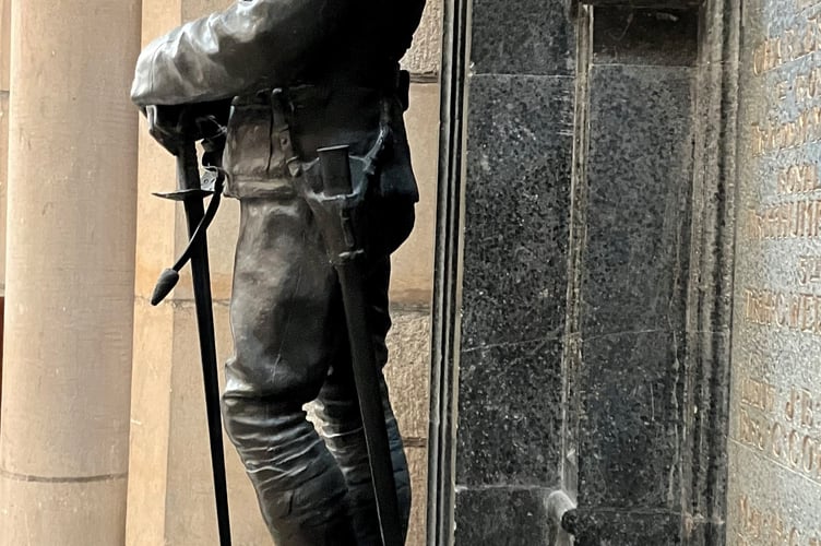 A bronze soldier at Truro Cathedral's Boer War Memorial