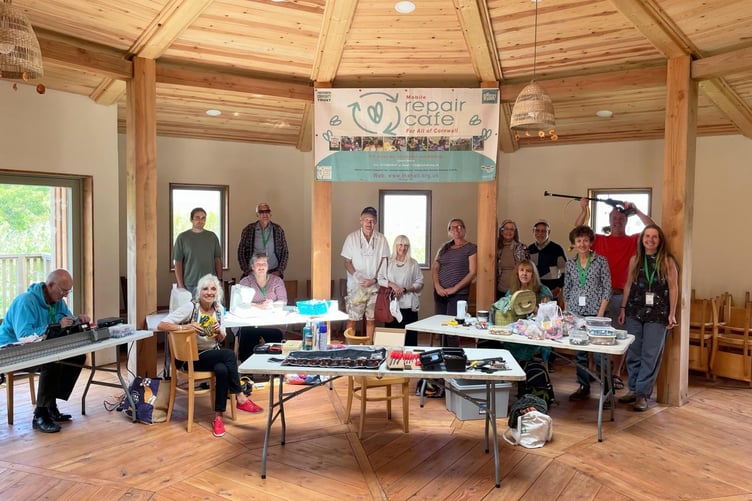 The first repair cafe held at St Ives Community Orchard.