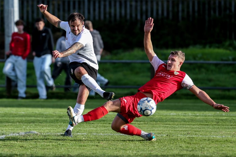 Liam Eddy with a second half shot on goal
