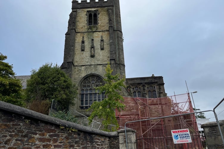 Scaffolding can be seen around St Paul’s Church in Truro
