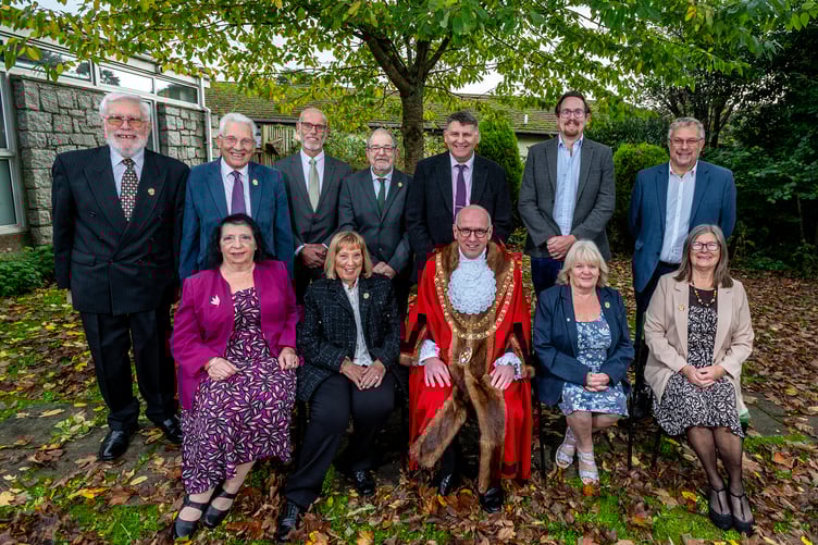 Mayor Julian Young with the former mayors of St Austell. Picture: Paul Williams