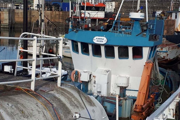 The Karina Olsen pictured at Penzance harbour before it sank 