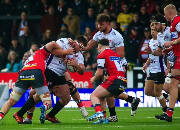 In the thick of the action, Pirates' prop James French looks to make ground. Picture: Brian Tempest