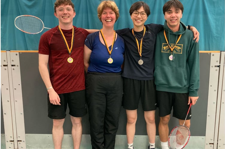 The Mixed League finalists. From left: Jake Brazewell, Penny Foulds, Sheila Wu and Maci Johanning. Picture: Cornwall Badminton