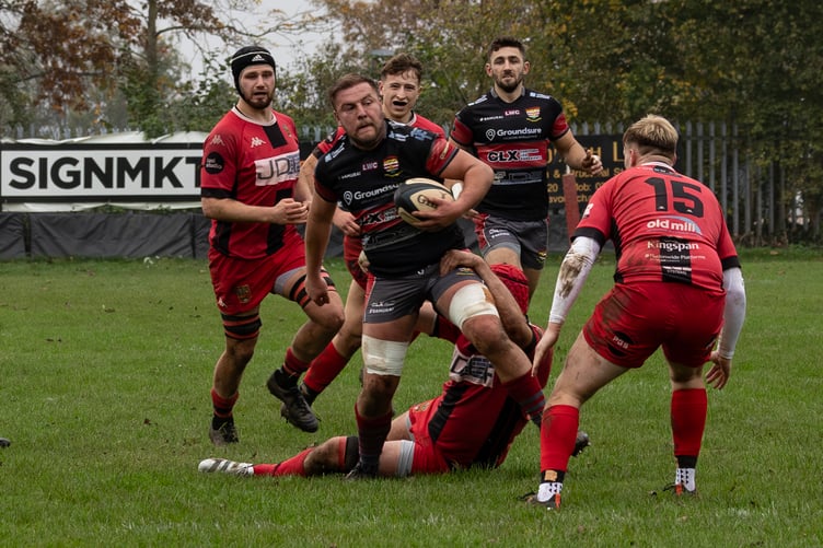 Camborne's Jordan Nicholls goes for the line in the big win at Old Redcliffians. Picture: Steve Mock