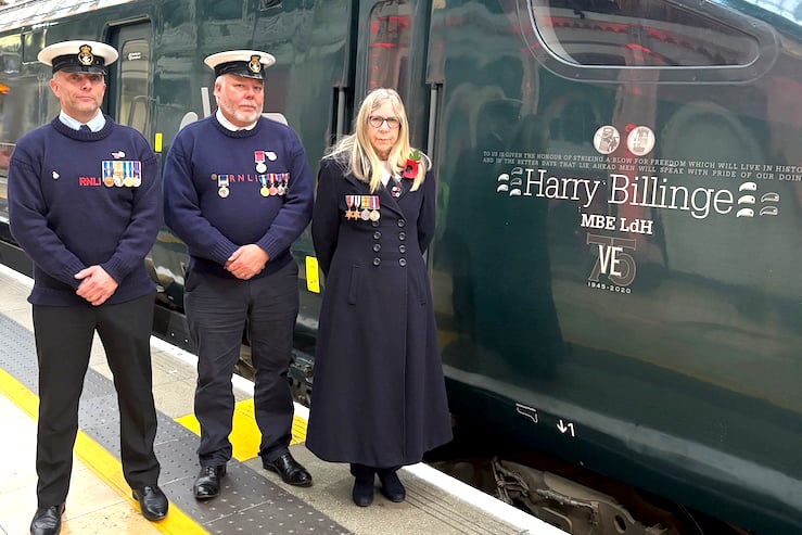 Margot Billinge greeted the train named after her father.