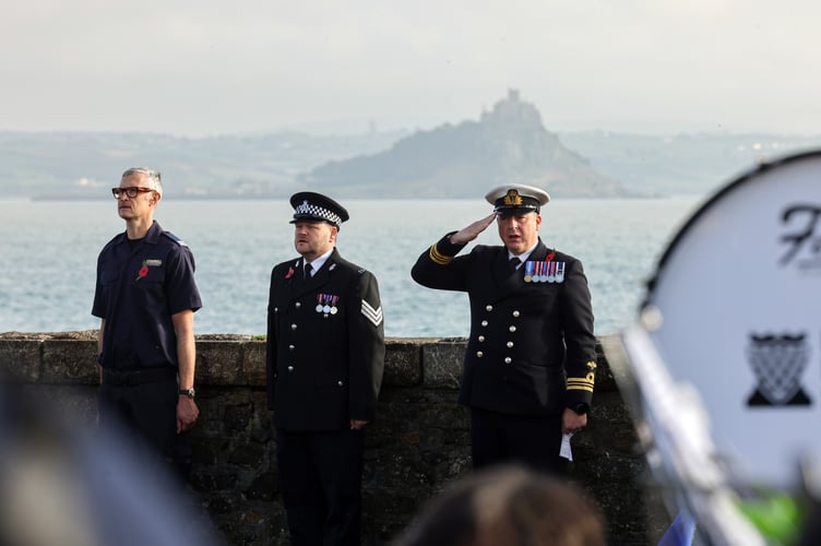 The people of Penzance come together to honour the fallen on Sunday 10 November at the Remembrance Sunday Parade and Service organised by Penzance Council. Photo by Penzance Council