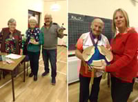 Reilly and Medlen win skittle competition at Lanreath
