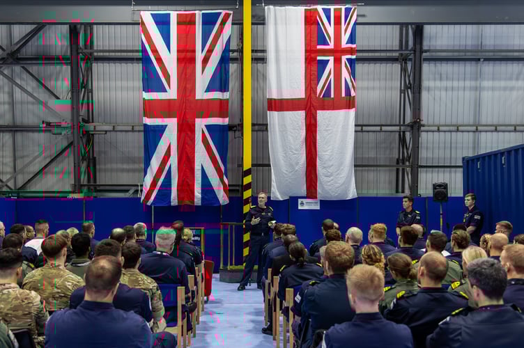  

The Chief of the Defence Staff Admiral Sir Tony Radakin meets personnel at 700X Naval Air Squadron, based at RNAS Culdrose. Five years ago, when he was First Sea Lord, Admiral Radakin directed the fleet Air Arm squadron to begin trials with drones. They are regularly deployed on warships around the world. He was given demonstrations of the squadron Puma, Banshee and Peregrine remotely-piloted air systems.

 

The Chief of the Defence Staff Admiral Sir Tony Radakin talks to sailors and civilians from across RNAS Culdrose during a visit to the Cornish air station. The event was held in the hangar of 700X Naval Air Squadron.

 

The Chief of the Defence Staff Admiral Sir Tony Radakin presents Lieutenant Commander Ian âNurseyâ Mailes with his valedictory certificate after he retired from the Royal Navy after 34 yearsâ service. Lt Cdr Mailes served as a helicopter observer in Sea King and Merlin aircraft, based mainly out of RNAS Culdrose.

 

The Chief of the Defence Staff Admiral Sir Tony Radakin presented a valedictory certificate to Lieutenant Commander Alastair âBouncyâ Castle years. They both served together in 1990 on their first ship as lieutenants and have remained good friends. Lt Cdr Castle trained as a pilot in Sea King and Merlin helicopters and has spent most of his career at RNAS Culdrose.