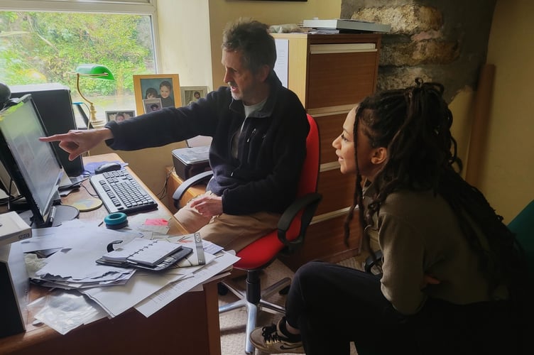 Jaz at home with climate scientist Stephan Harrison.