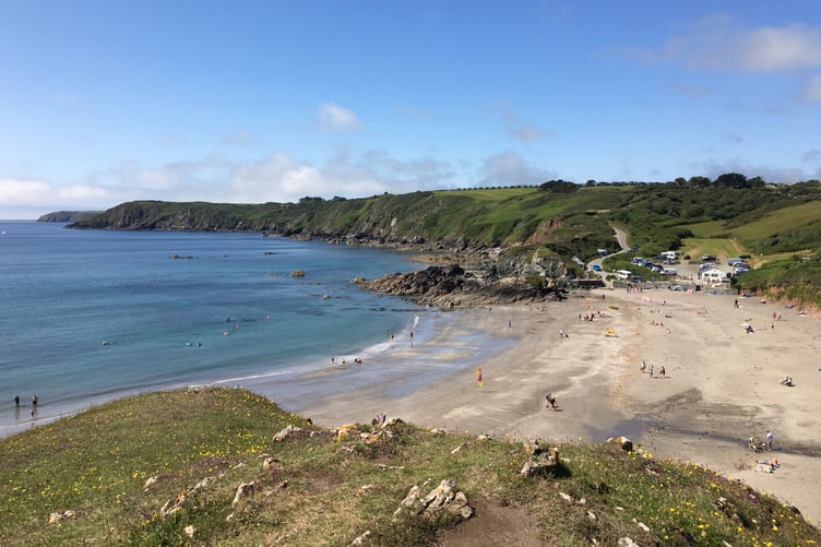 Looking across the beach at Kennack Sands, near Cadgwith.