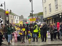 Farmers brave torrential rain to protest in Truro