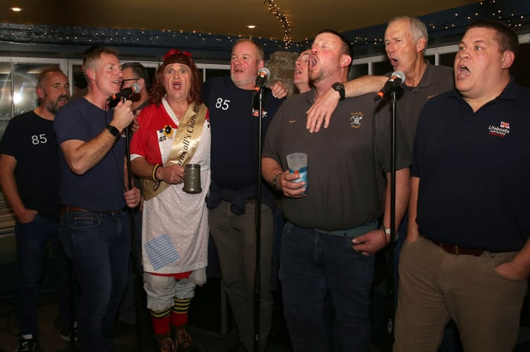 The 85ers with Betty at The Lifeboat Inn.