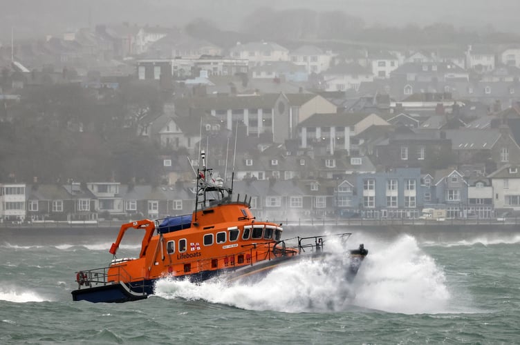 The Penlee Severn Class All Weather Lifeboat âIvan Ellenâ launches during Storm Bert to give some of the newer crew the experience of being at sea on service in poor weather conditions. Photo by Penzance Council