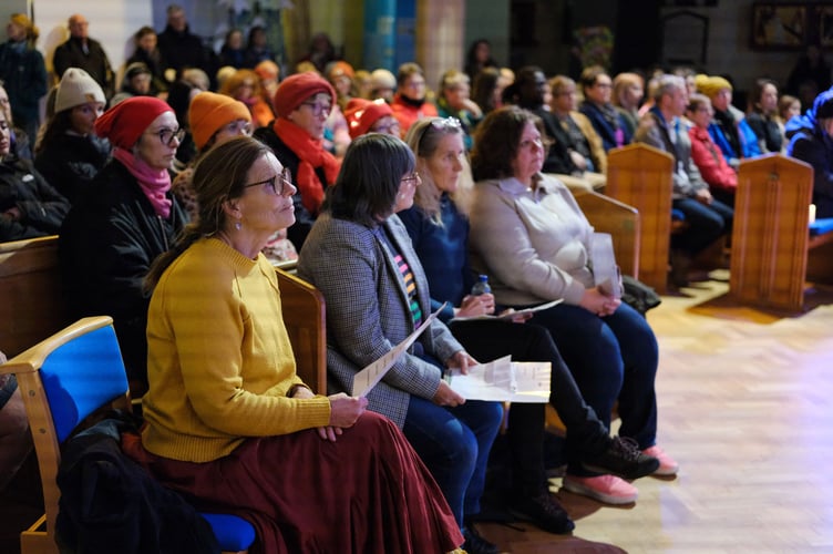 Hundreds take part in a Solidarity Walk and Vigil on Monday 25 November to mark the start of 16 Days of Activism in Penzance. Photo by Penzance Council