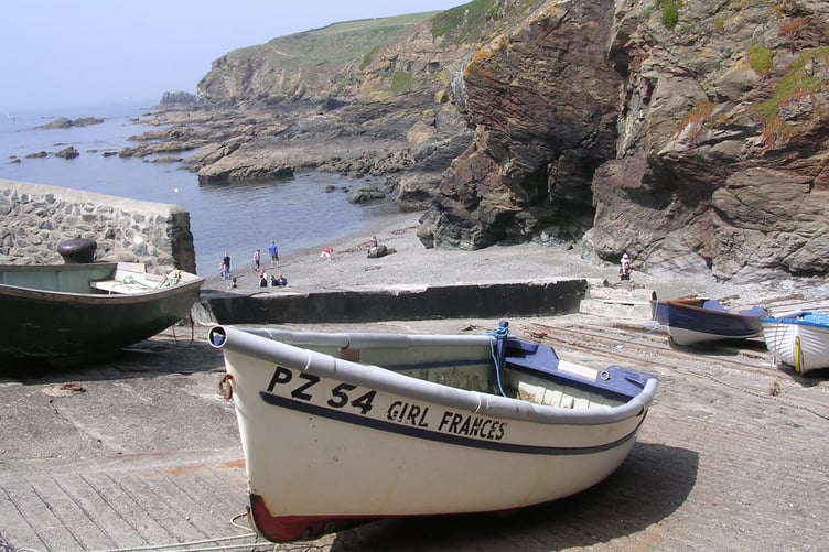 Boats on the steep slipway down to the beach at Lizard Point. Picture: Andrew Townsend