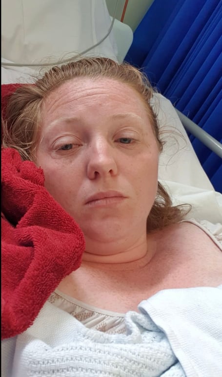 Natalee Smith in hospital. Release date November 27 2024. A former trampoline park worker has issued an urgent warning to anyone thinking of visiting parks after badly injuring her back jumping in a foam pit. Natalee Smith, 34 was on her training day at the Better Newquay Trampoline and Play Park in Cornwall when disaster struck. After jumping into a foam filled pit Natalee heard a crack in her back which was so painful it took her 'breath away.' Medics later diagnosed a bulging back disc in her spine and nerve damage. Her injury left her housebound for months and  prescribed pills meant she could no longer keep fit and active so she piled on weight going from a slim size 12 to 20.