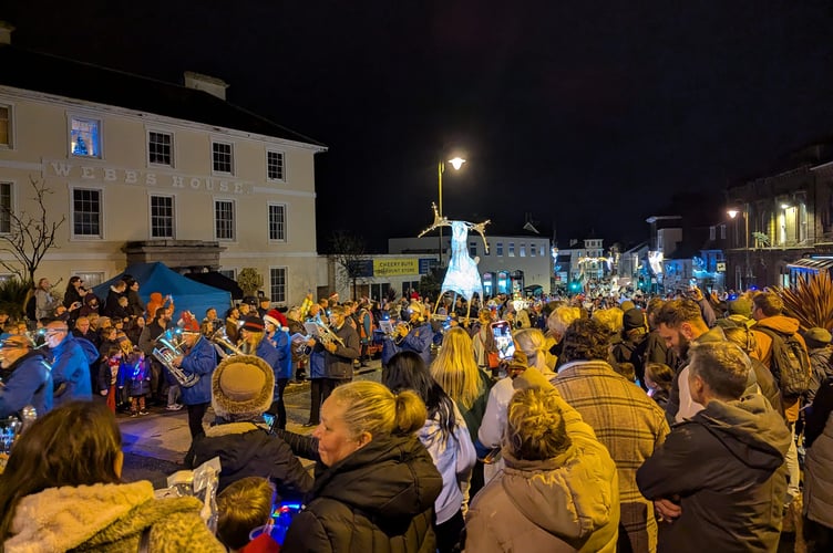 Crowds gather around The Parade for the annual Liskeard Lights Up