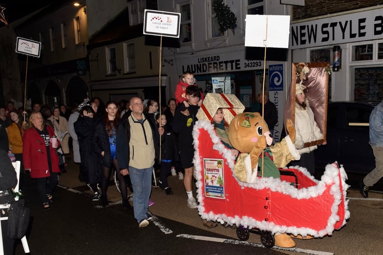 Crowds take to the street as part of the lantern parade at the Liskeard Lights Up
