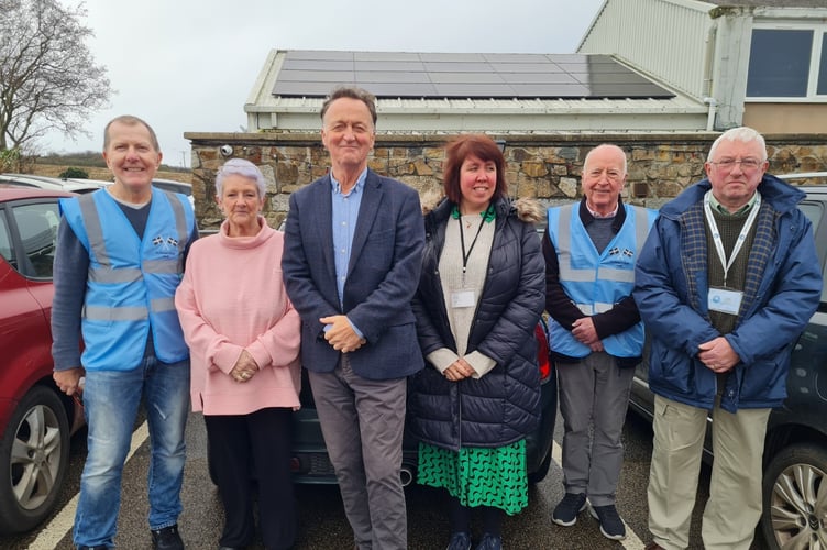 Andrew George MP with members of the Goldsithney community, at the opening of St Piran’s Hall solar energy roof, 30th November 2024