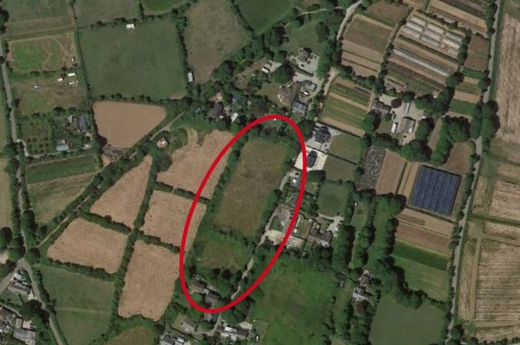 The area of land earmarked for new houses in Rosudgeon (Pic: Laurence Associates)