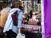High street staging festive celebration and Christmas street market