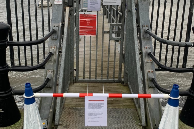 The Jubilee Green pontoon operated by Saltash Town Council has been temporarily closed after it sustained damage during Storm Darragh on Satuday night (December 7). (Picture: Saltash Town Council)