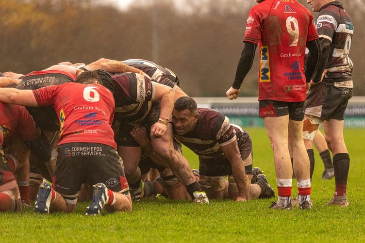 Scrum action from Veritas Park on Saturday as Redruth visited Taunton Titans. Picture: GD Media