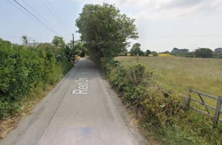 A view of the proposed access to the affordable homes development, looking along Red Lane in Rosudgeon.