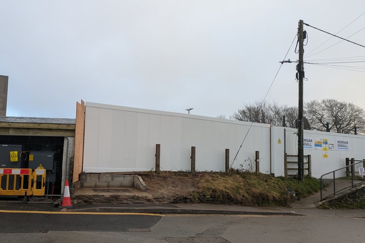 The footpath and ramp at Liskeard's former Cattle Market which has been closed off for six months