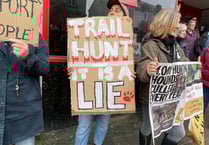 Crowds gather to protest at Helston's Boxing Day hunt
