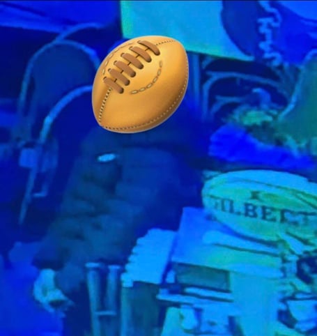 An image of the signed rugby ball taken from Falmouth Rugby Club on Boxing Day