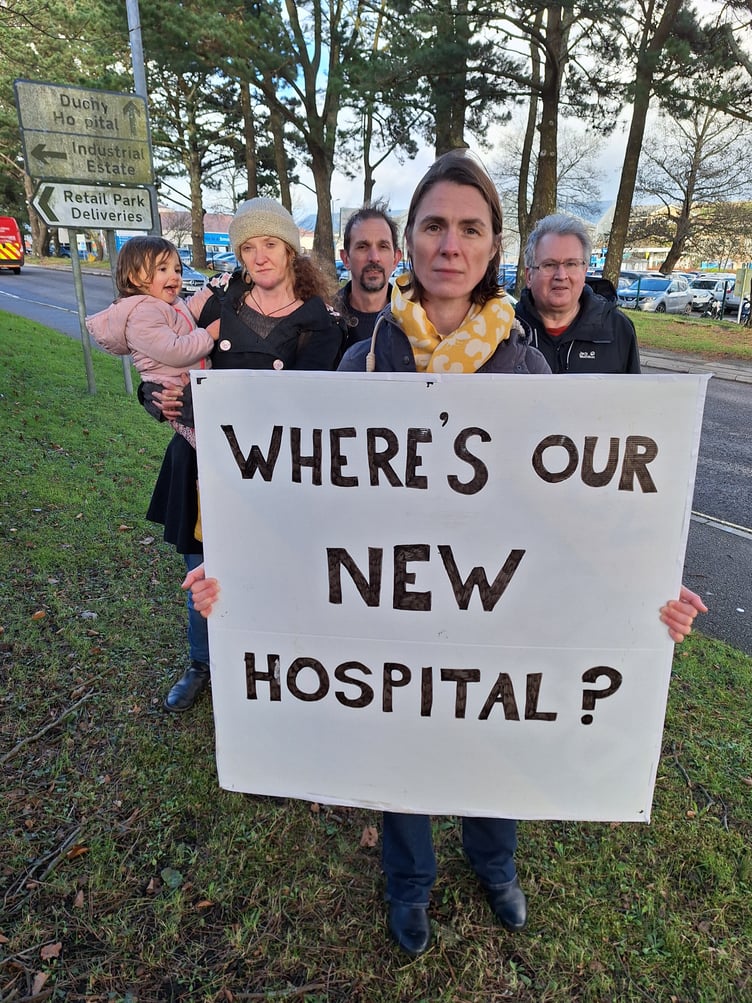 LibDem campaigners including Ruth Gripper (front) call for clarity over the new women's unit at Treliske