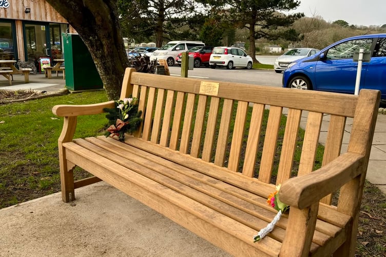 The bench for Russell Holden in Boscawen Park