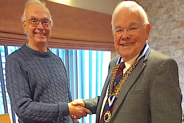 Speaker Tony Smith with Probus club chairman Gary Truscott.