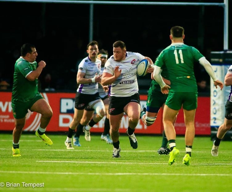 Cornish Pirates forward Ollie Andrews in action during his side's Championship clash with Ealing Trailfinders