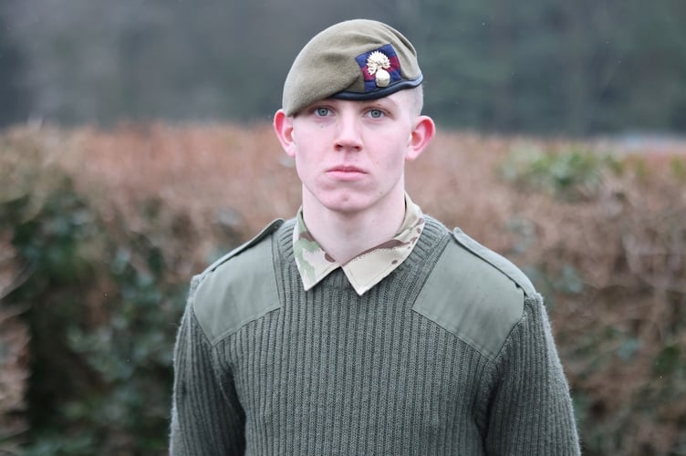 Trainee soldier Liam Powell, from Par. Picture: Crown Copyright