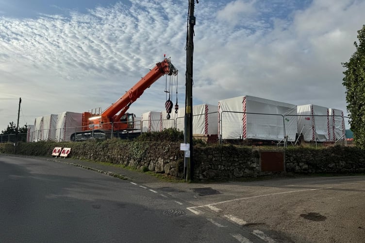 Modules for the new Isles of Scilly Integrated Health and Social Care Facility at the construction site.