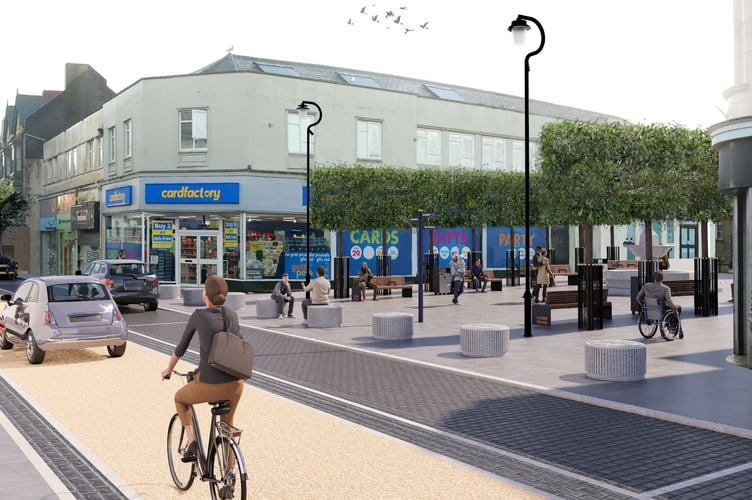 Visualisation - Trelowarren Street looking towards Commercial Square.