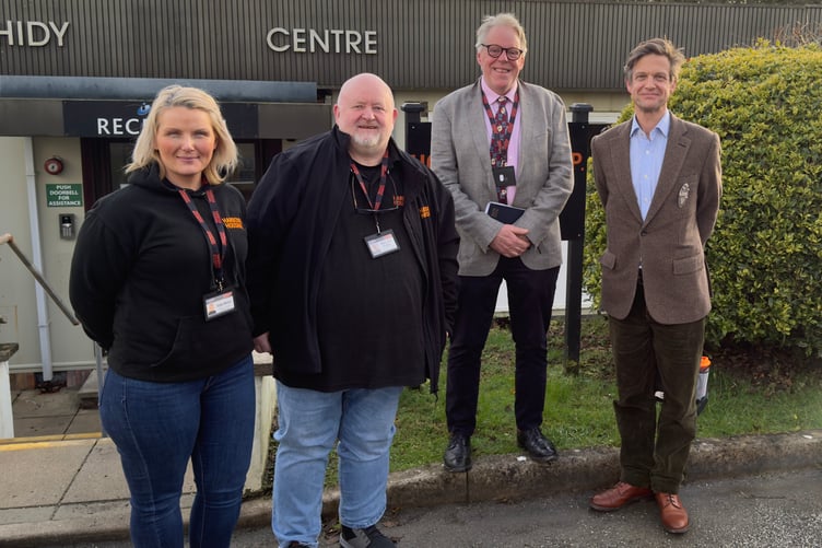 Kate Moss, Malcolm Putko and Mark Steer with the High Sheriff.