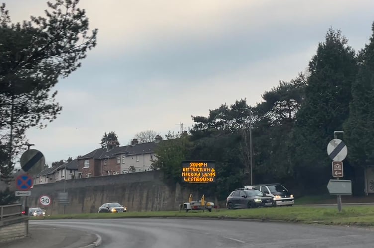 Entrance to Morlaix Avenue from Tesco roundabout, Truro