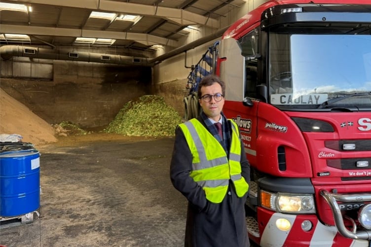 MP Noah Law at the biogas plant in Cornwall.