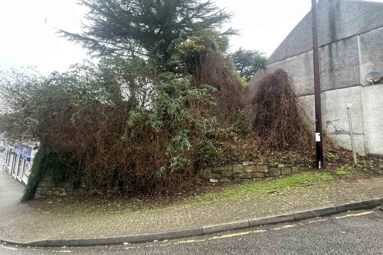 The piece of land on a corner in Park Road, St Austell.