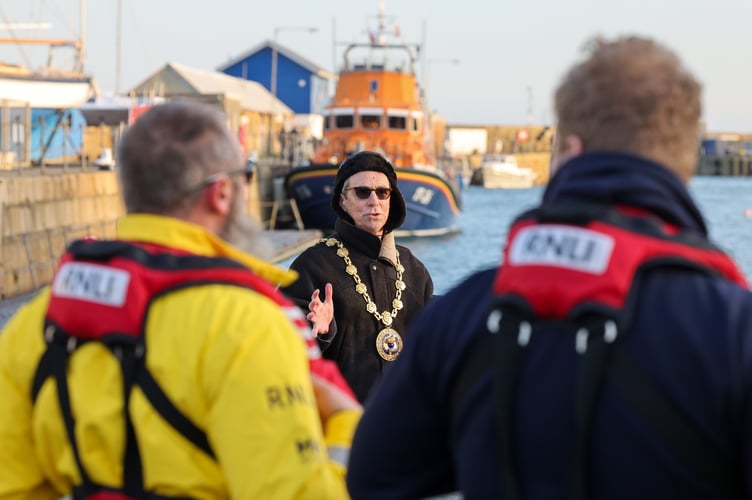 Mayor of Penzance Stephen Reynolds. Penzance & Newlyn Pilot Gig Club (PNPGC) held a ceremony to officially bless their new boat in memory of the clubâs founder Julie Saville on Saturday, 1 March, with the help of Rev. Rebecca Fugill, RNLI Penlee Lifeboat coxswain Patch Harvey, and Mayor of Penzance Stephen Reynolds. Photo by Penzance Council
