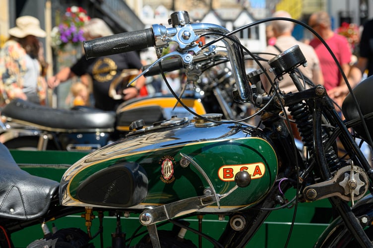 Truro Classic Car Show vintage motorbikes.