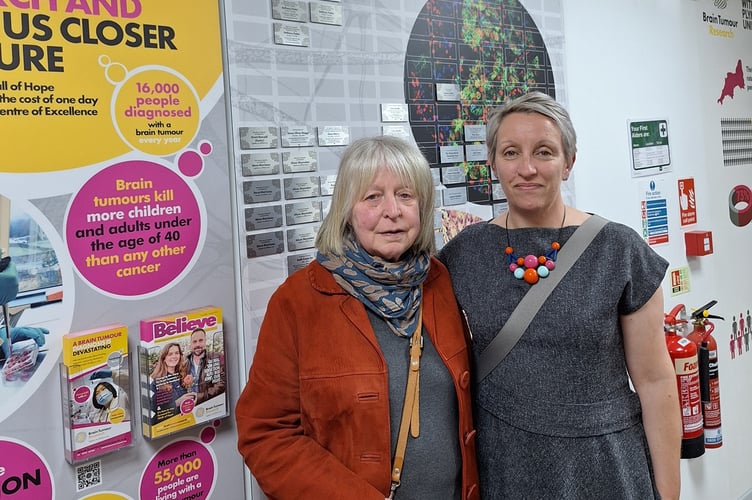 Sue and Liz at the Wall of Hope.